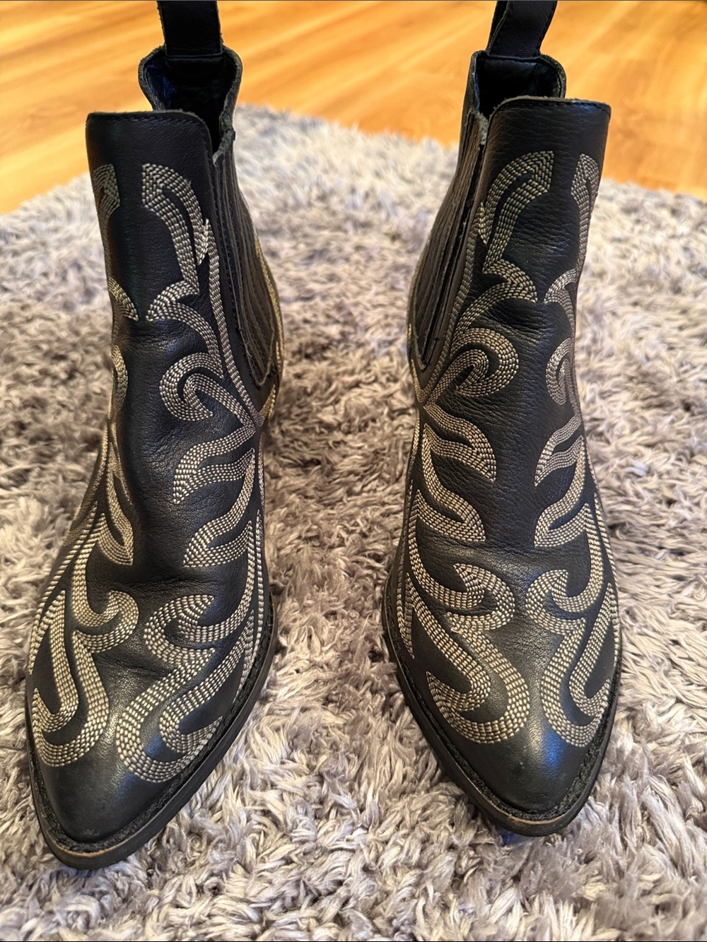 Black Embroidered Western Chelsea Boots